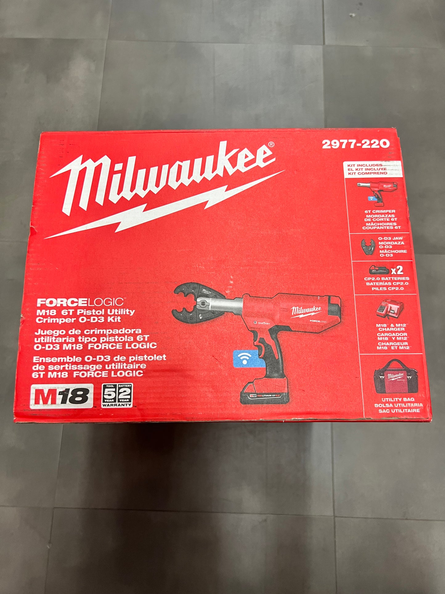 Milwaukee M18 Force Logic 6T Pistol Utility Crimper O-D3 Kit - 2977-22O (New)