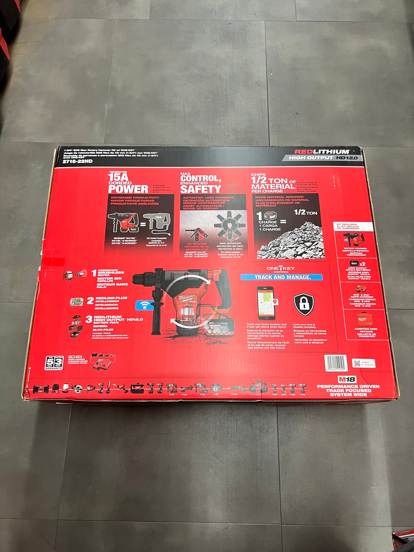 Milwaukee 1-3/4” SDS Max Rotary Hammer Kit w/ One-Key - 2718-22HD (Factory Sealed)