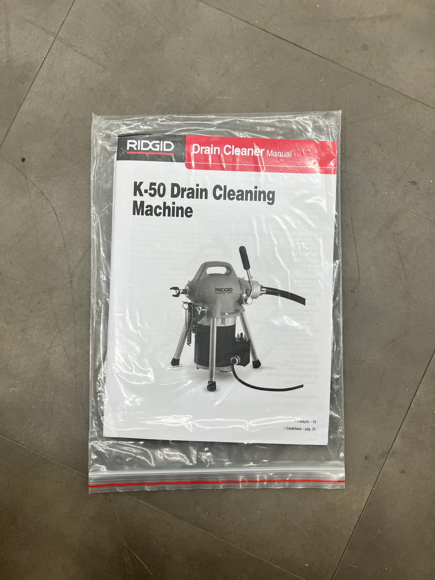RIDGID K-50 115V/60Hz Sectional Drain Cleaning Machine Only - 58920 (Brand New)