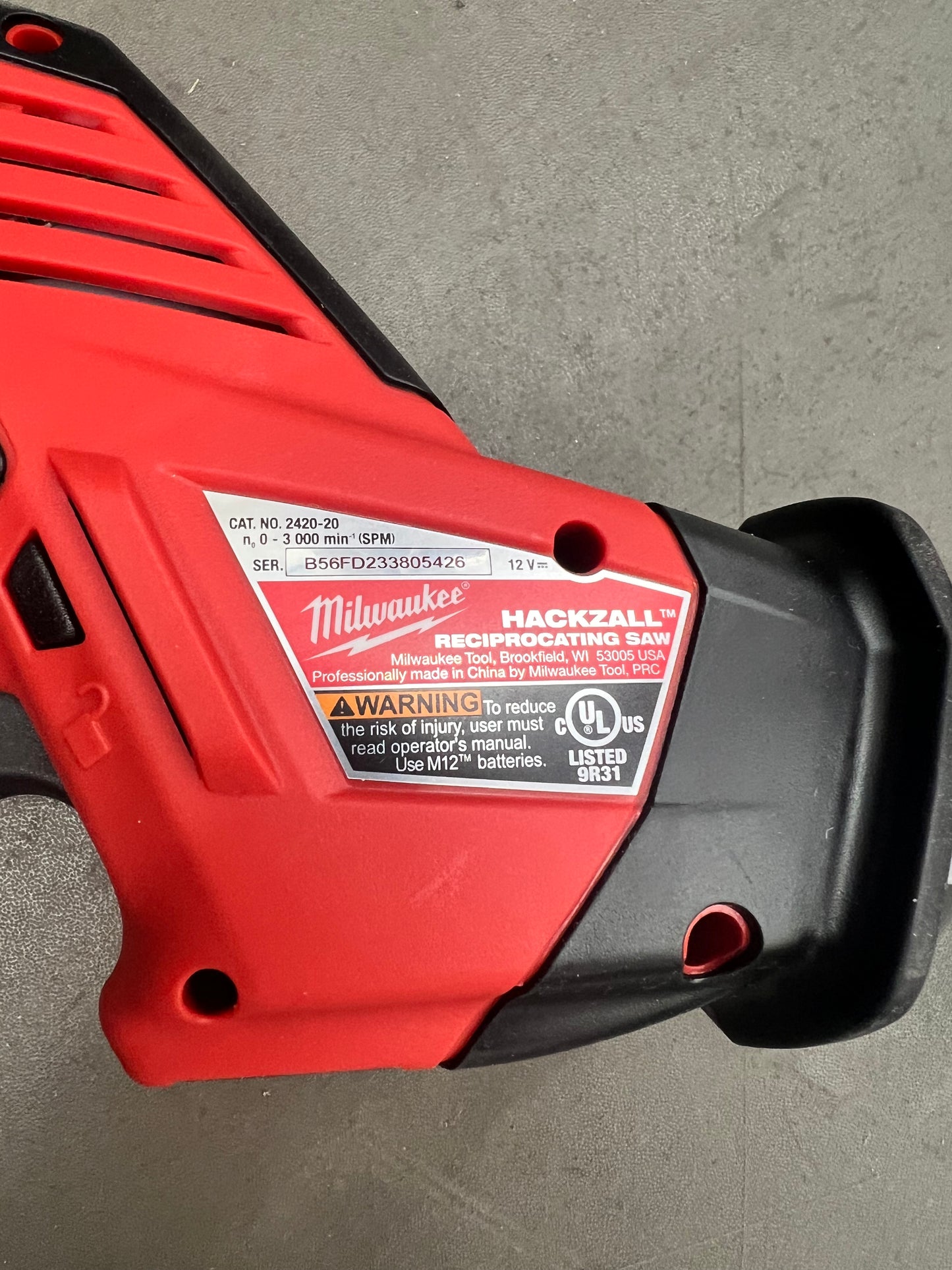 Milwaukee M12 HACKZALL Reciprocating Saw - 2420-20 (New)