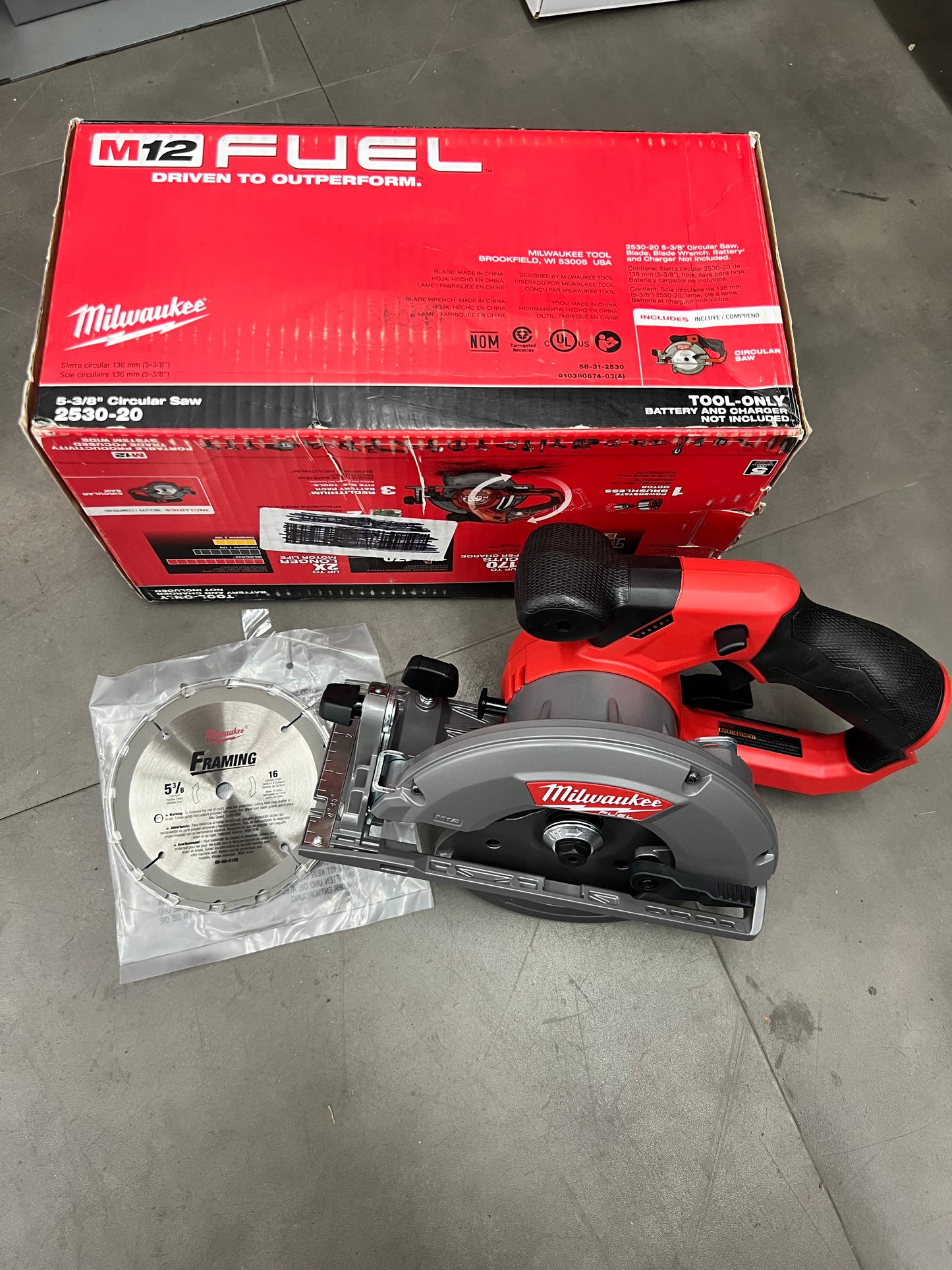 Milwaukee M12 Fuel 5-3/8” Circular Saw - 2530-20 (New with Box)