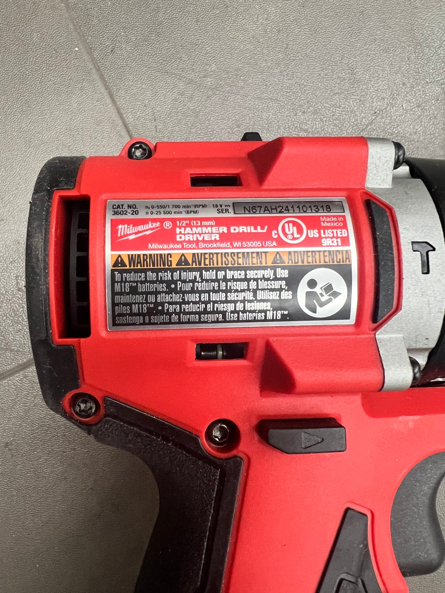 Milwaukee 1/2” Hammer Drill/Driver - 3602-20 (New)