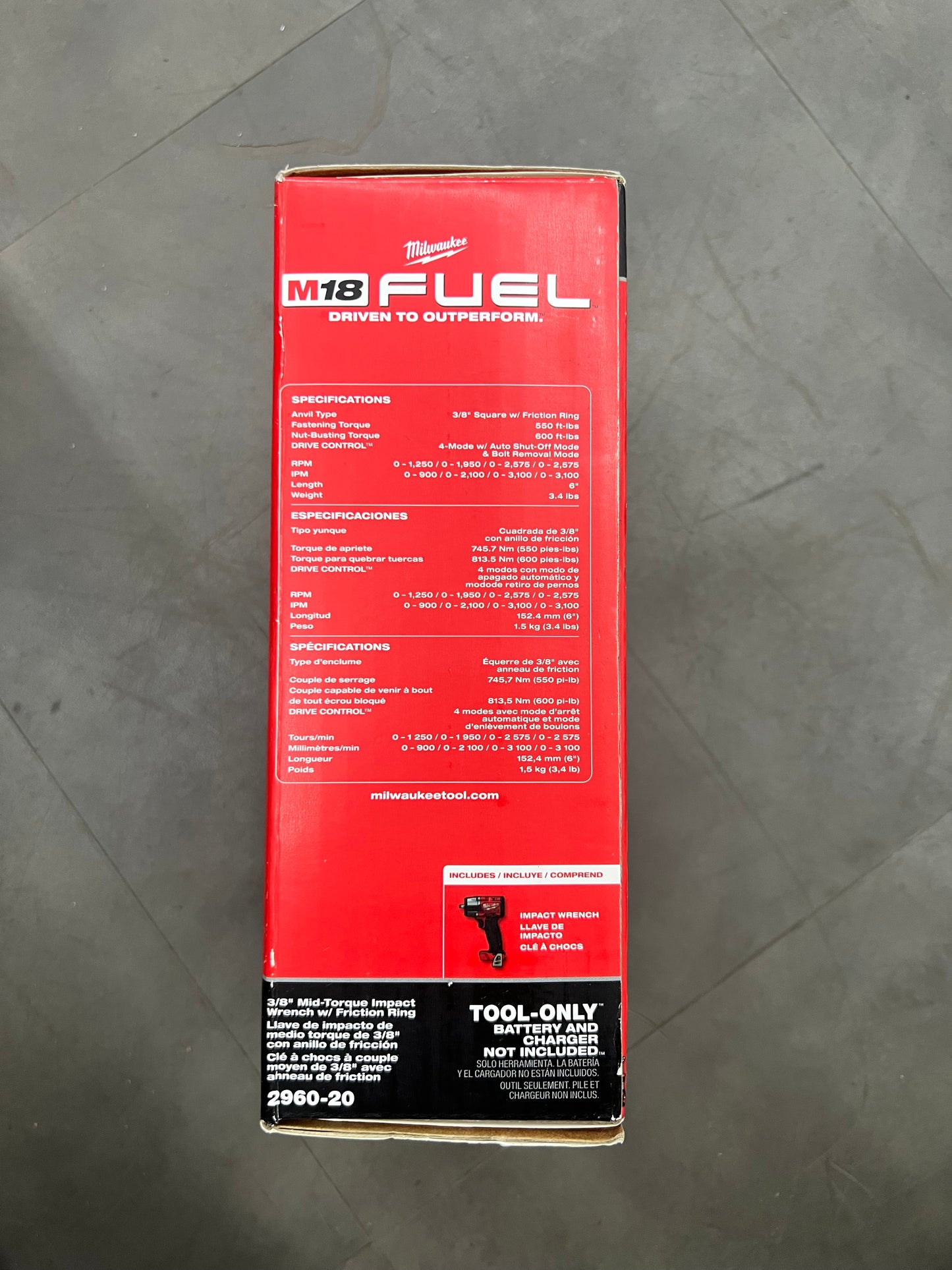 Milwaukee Fuel 3/8” Mid-Torque Impact Wrench w/ Friction Ring - 2960-20 (New)