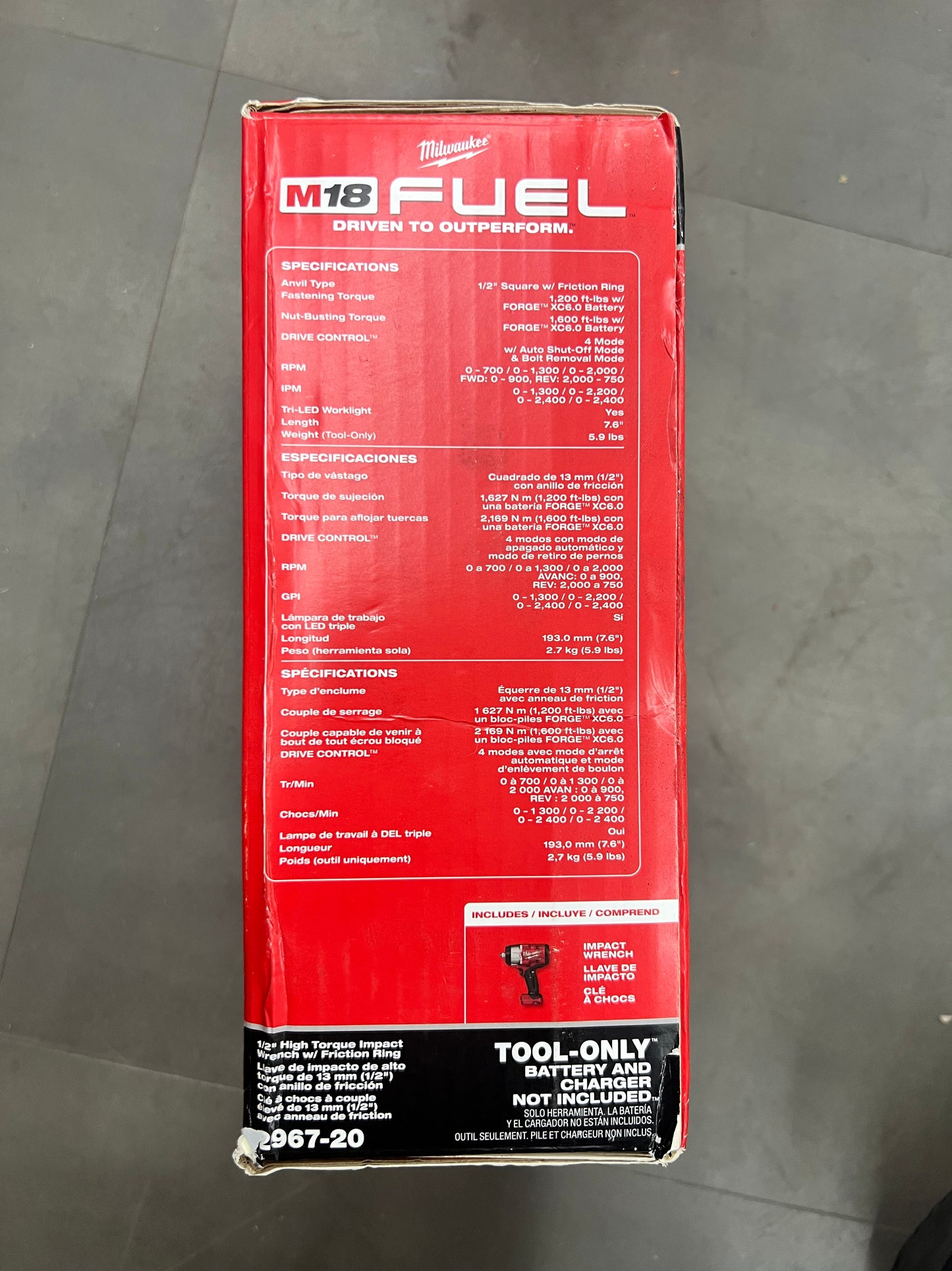 Milwaukee Fuel 1/2” High Torque Impact Wrench w/ Friction Ring - 2967-20 (New)