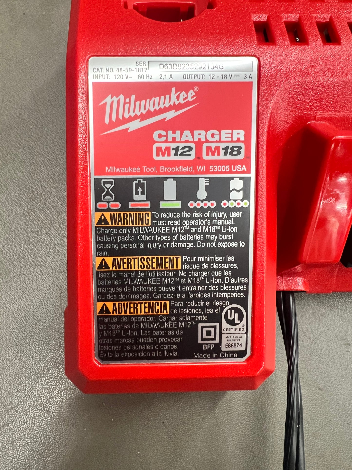 Milwaukee M12/M18 Charger - 48-59-1812 (New)