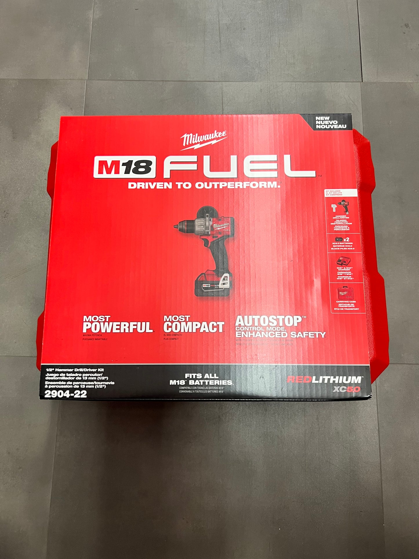 Milwaukee M18 Fuel 1/2” Hammer Drill/Driver Kit - 2904-22 (New)