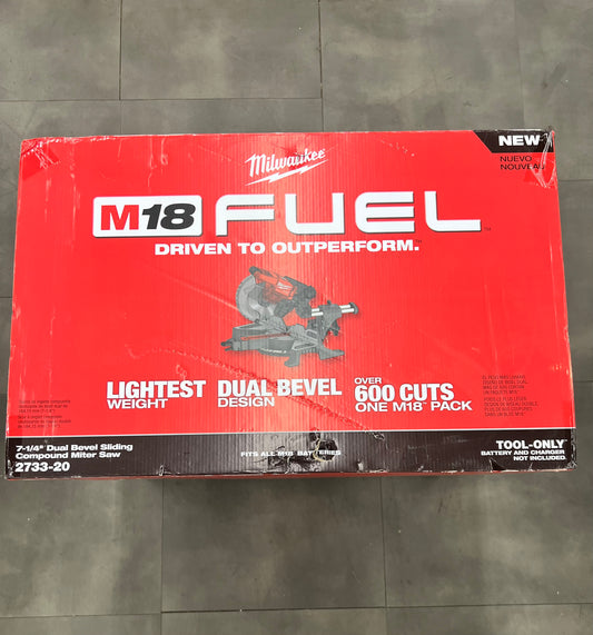Milwaukee M18 Fuel 7-1/4” Dual Bevel Sliding Compound Miter Saw - 2733-20 (New)