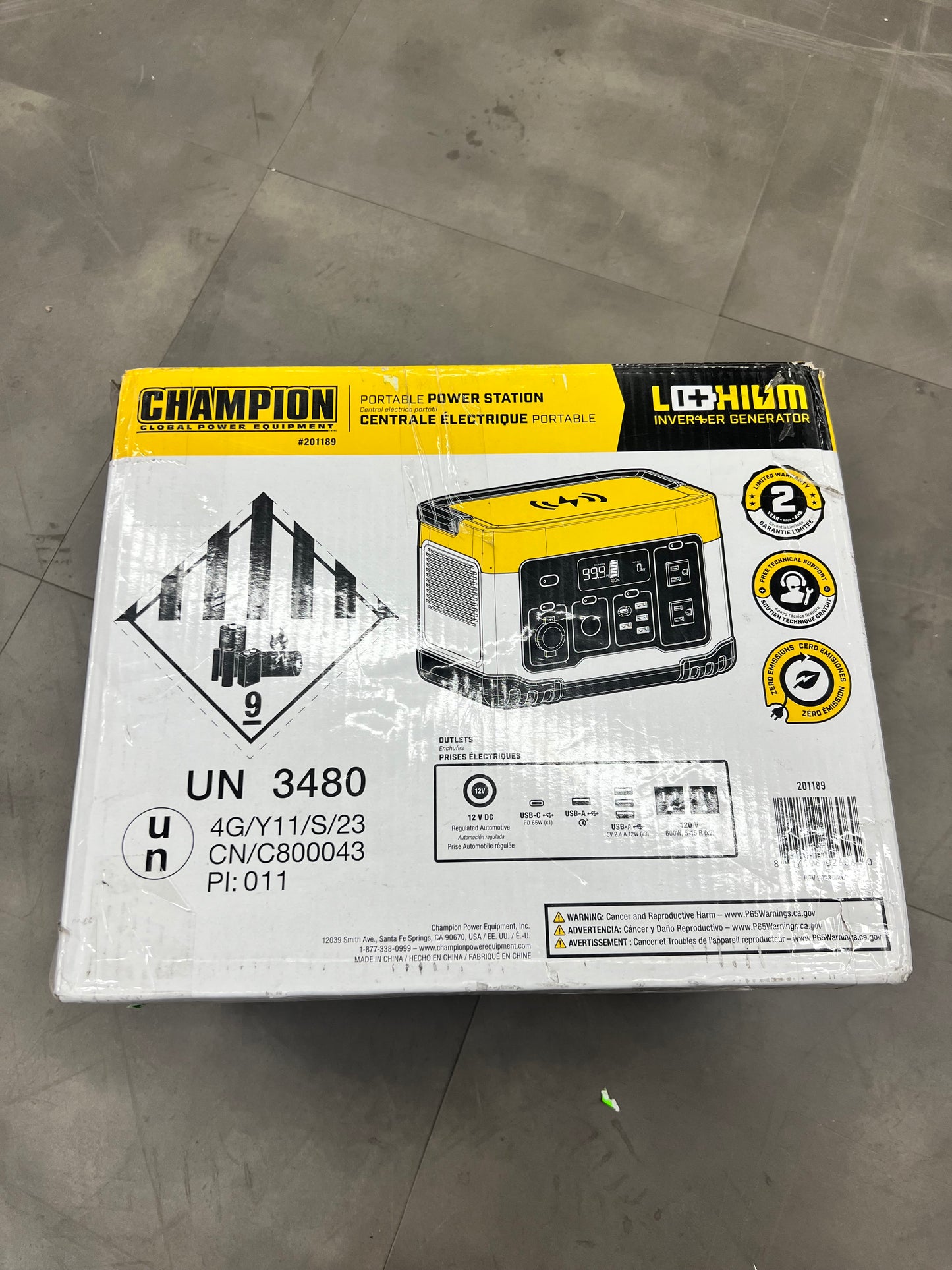 Champion 579 WH Portable Power Station - 1200/600 Watt Lithium Inverter Generator - 201189 (New)