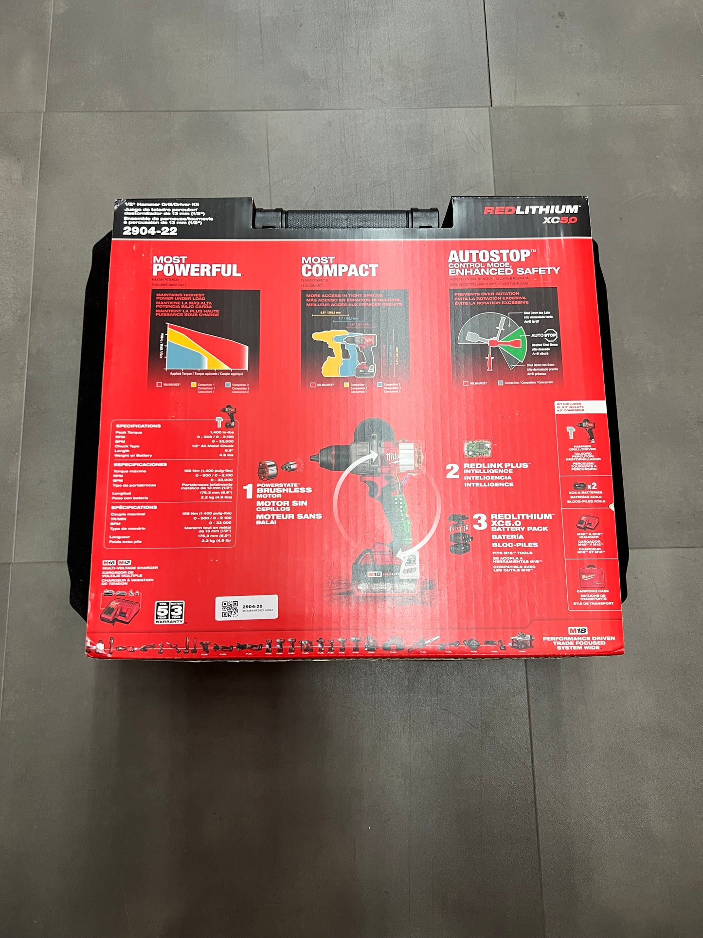 Milwaukee M18 Fuel 1/2” Hammer Drill/Driver Kit - 2904-22 (New)