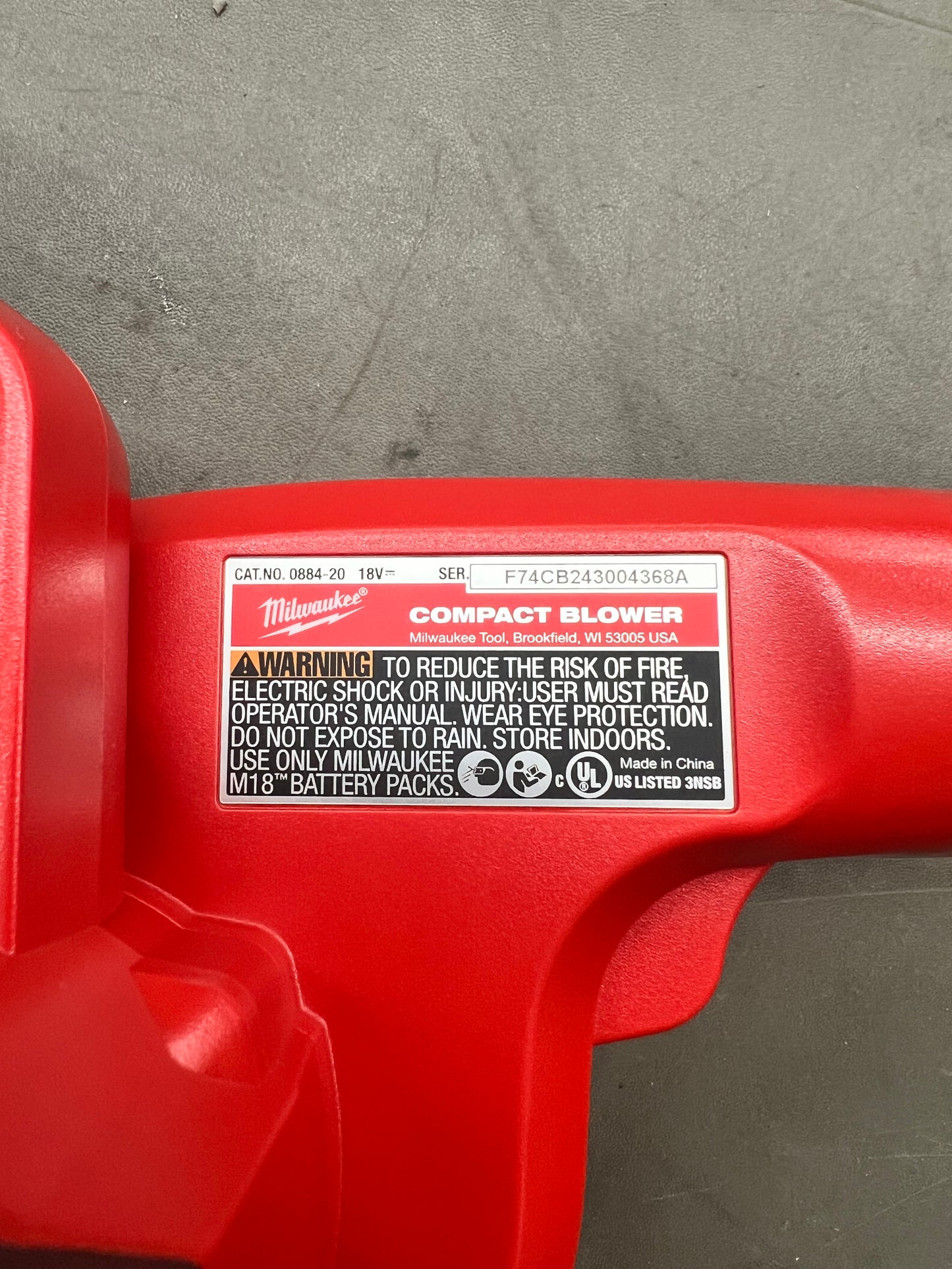 Milwaukee M18 Compact Blower - 0884-20 (Brand New)