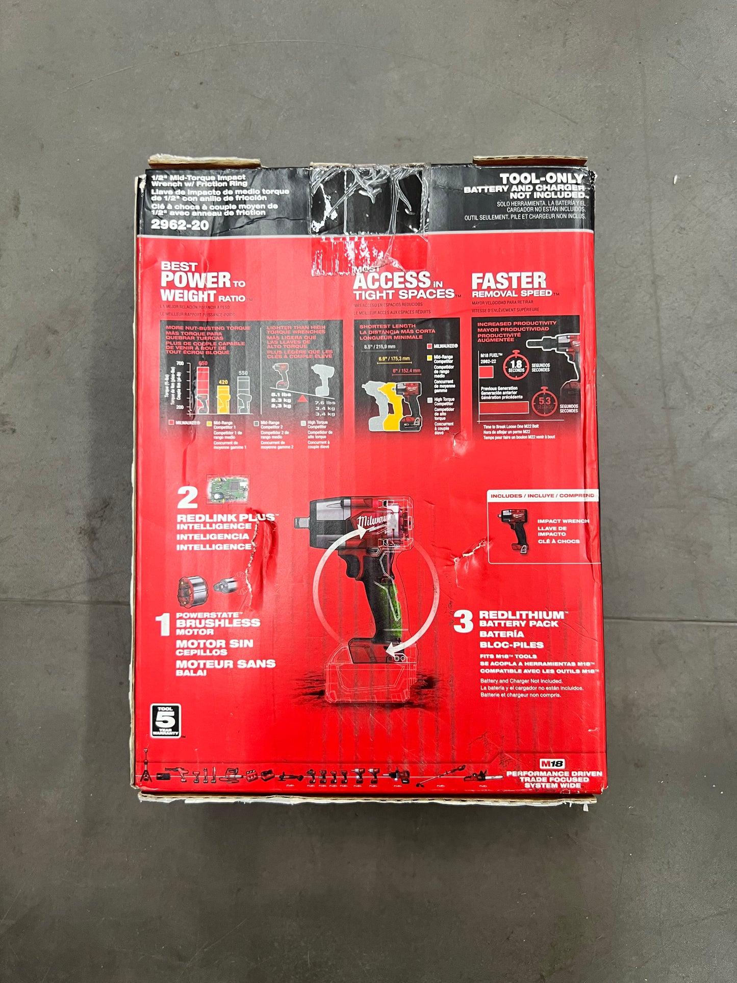 Milwaukee Fuel 1/2” Mid-Torque Impact Wrench w/ Friction Ring - 2962-20 (New in Box)