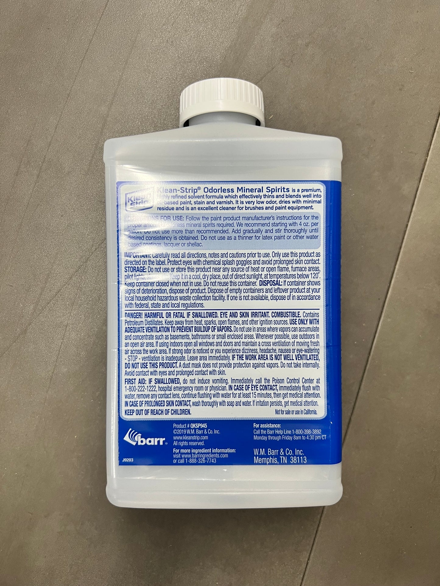 Klean Strip Odorless Mineral Spirits - 1 Quart (946ml)