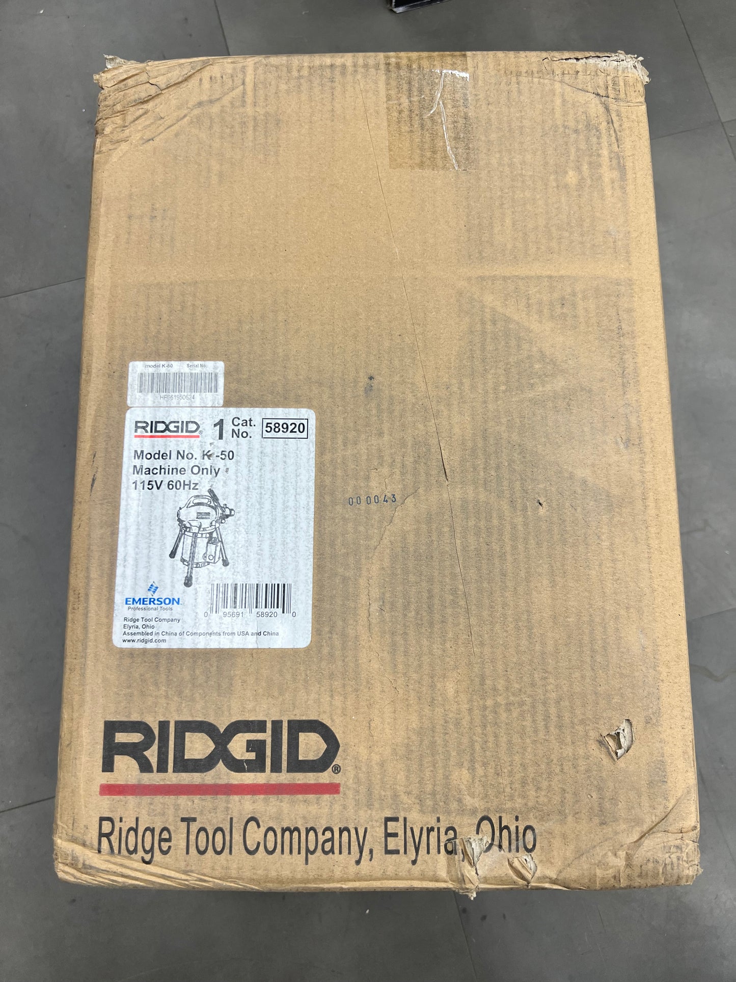 RIDGID K-50 115V/60Hz Sectional Drain Cleaning Machine Only - 58920 (Brand New)