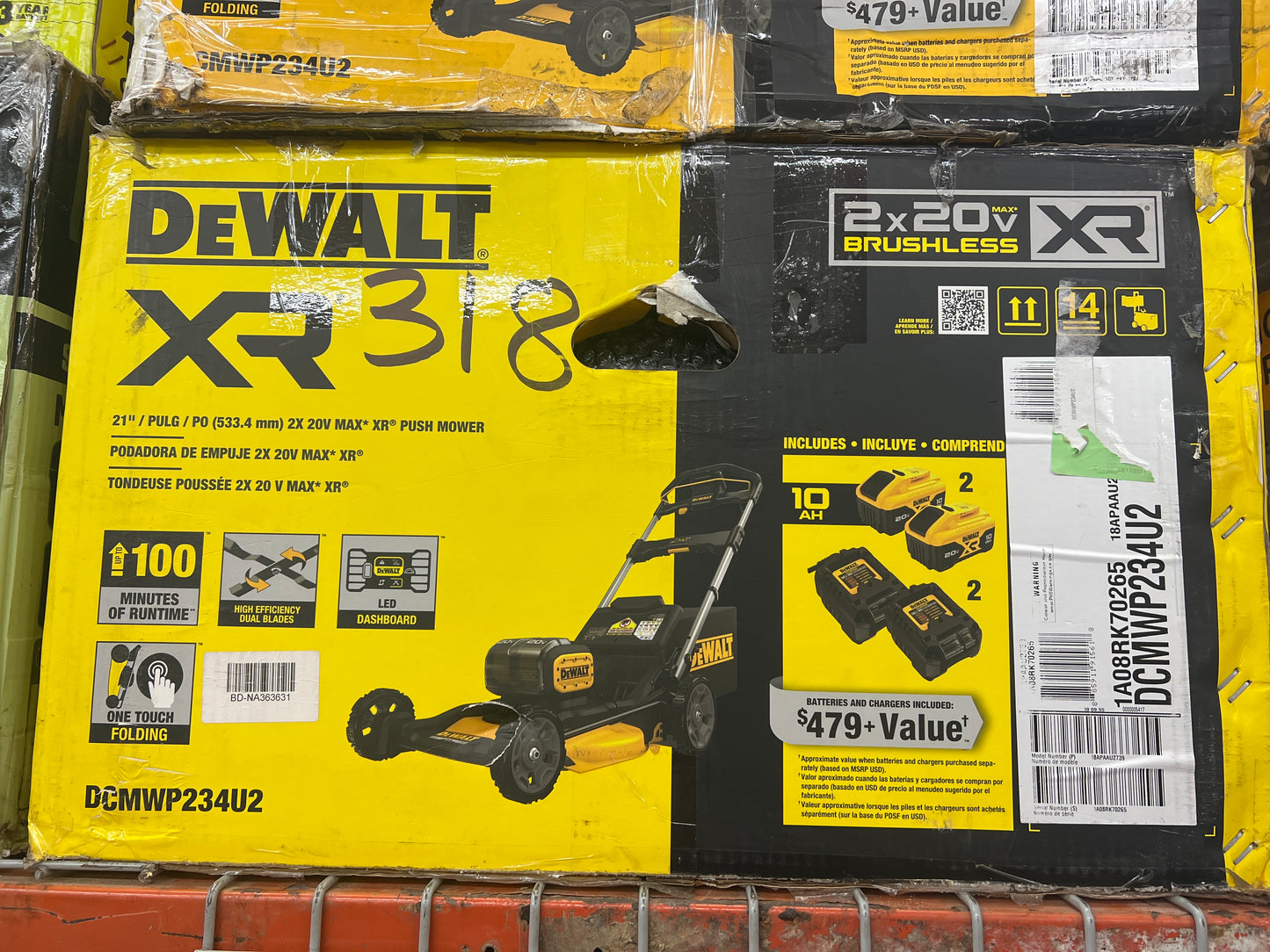 DEWALT 2x20V MAX XR 21 in. Cordless Battery Powered Push Lawn Mower Kit with 2 10 Ah Batteries and Chargers