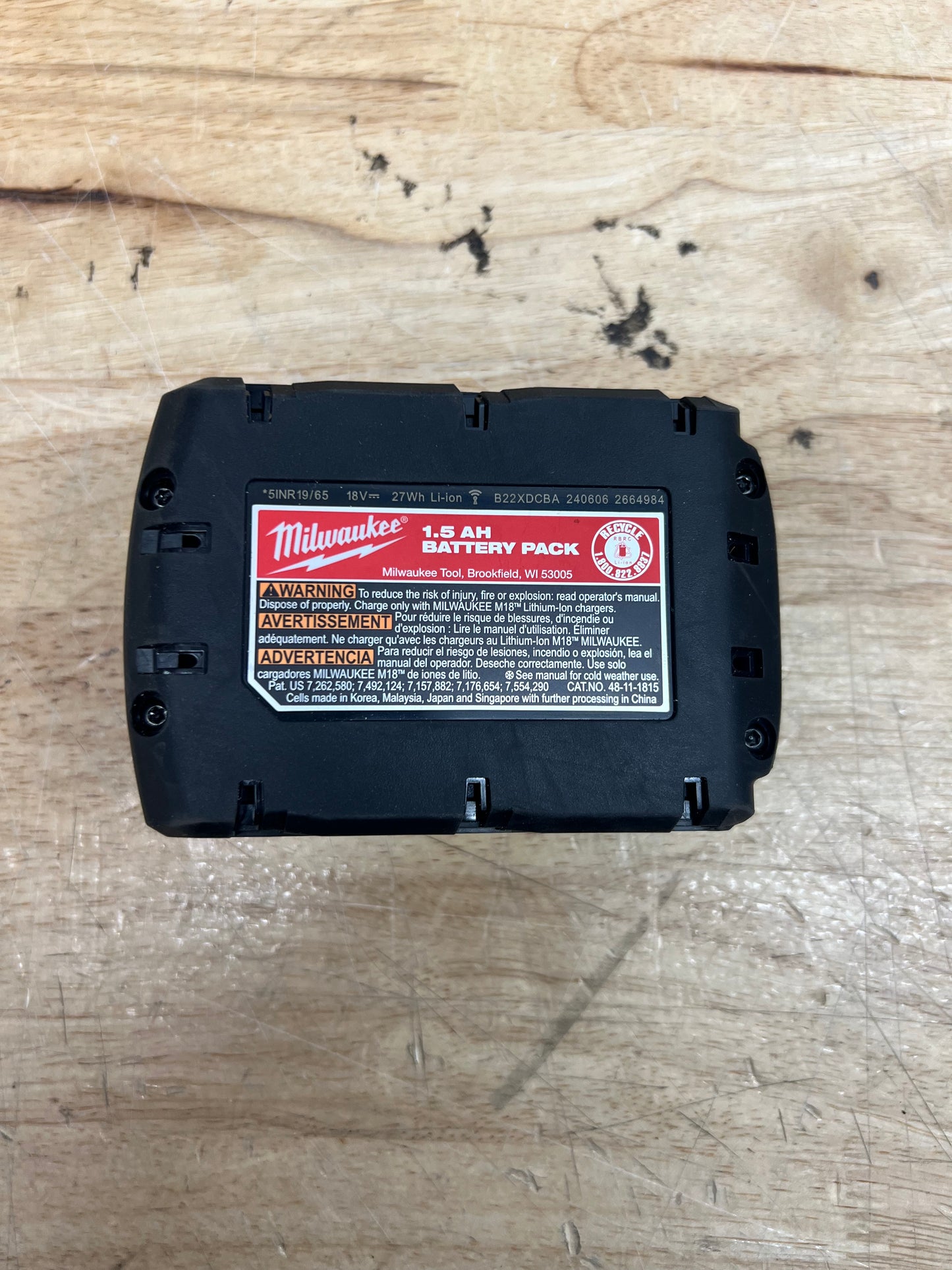 Milwaukee Red Lithium Battery Pack - CP 1.5 (New)