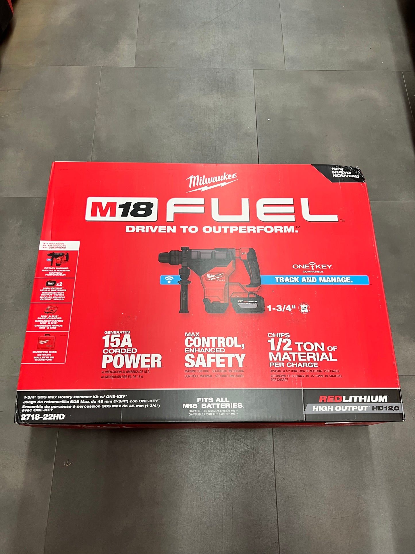 Milwaukee 1-3/4” SDS Max Rotary Hammer Kit w/ One-Key - 2718-22HD (Factory Sealed)