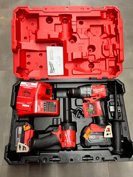 Milwaukee M18 Fuel Hammer Drill and Impact Driver Combo Kit - 3697-22 (New)