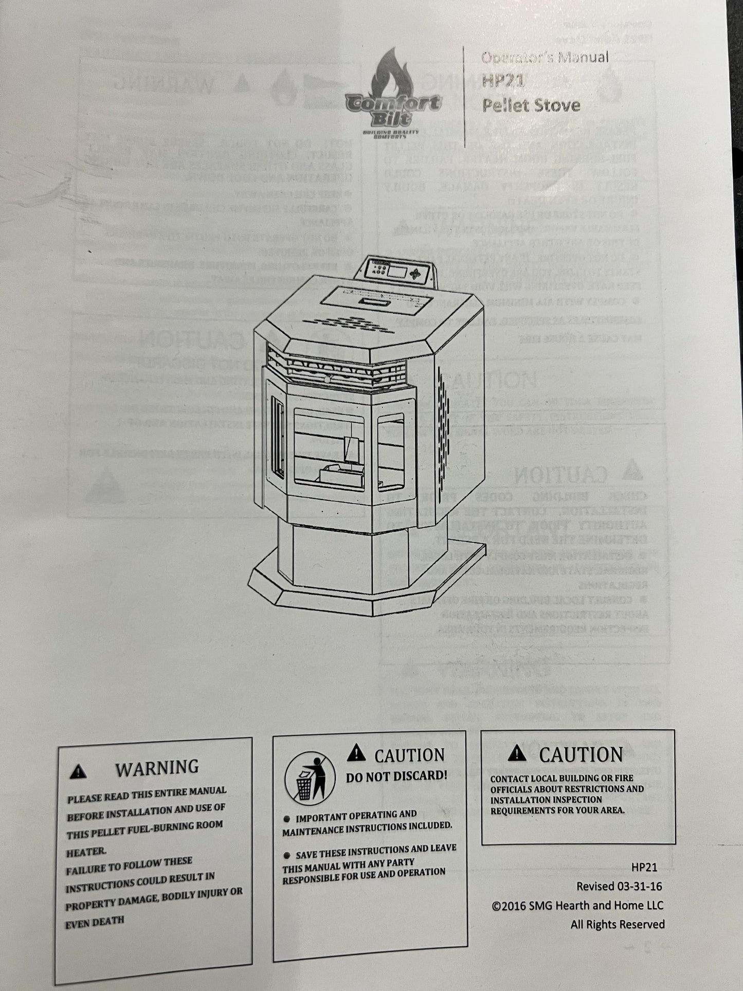 ComfortBilt HP21 Pellet Stove - Brand New *Pickup Only*