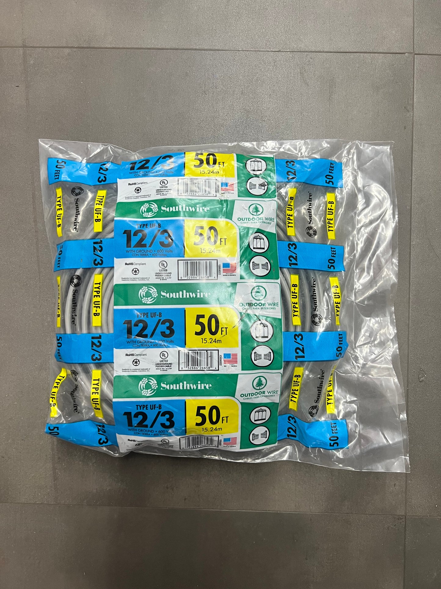 Southwire 50ft. Type UF-B 12/3 w/ Ground - 600 Volts (New)