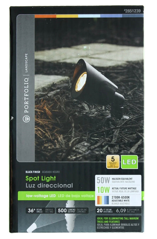 Portfolio LED Landscape Spotlight 2851239 Low Voltage Outdoor Light Black Finish