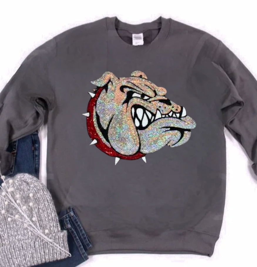 Bulldog Sequin Patch Sweatshirt