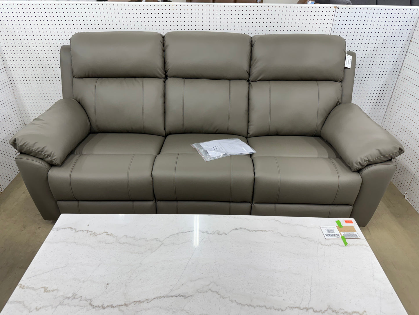 Abbyson Braylen Grey Leather Reclining Sofa *Pick-Up Only