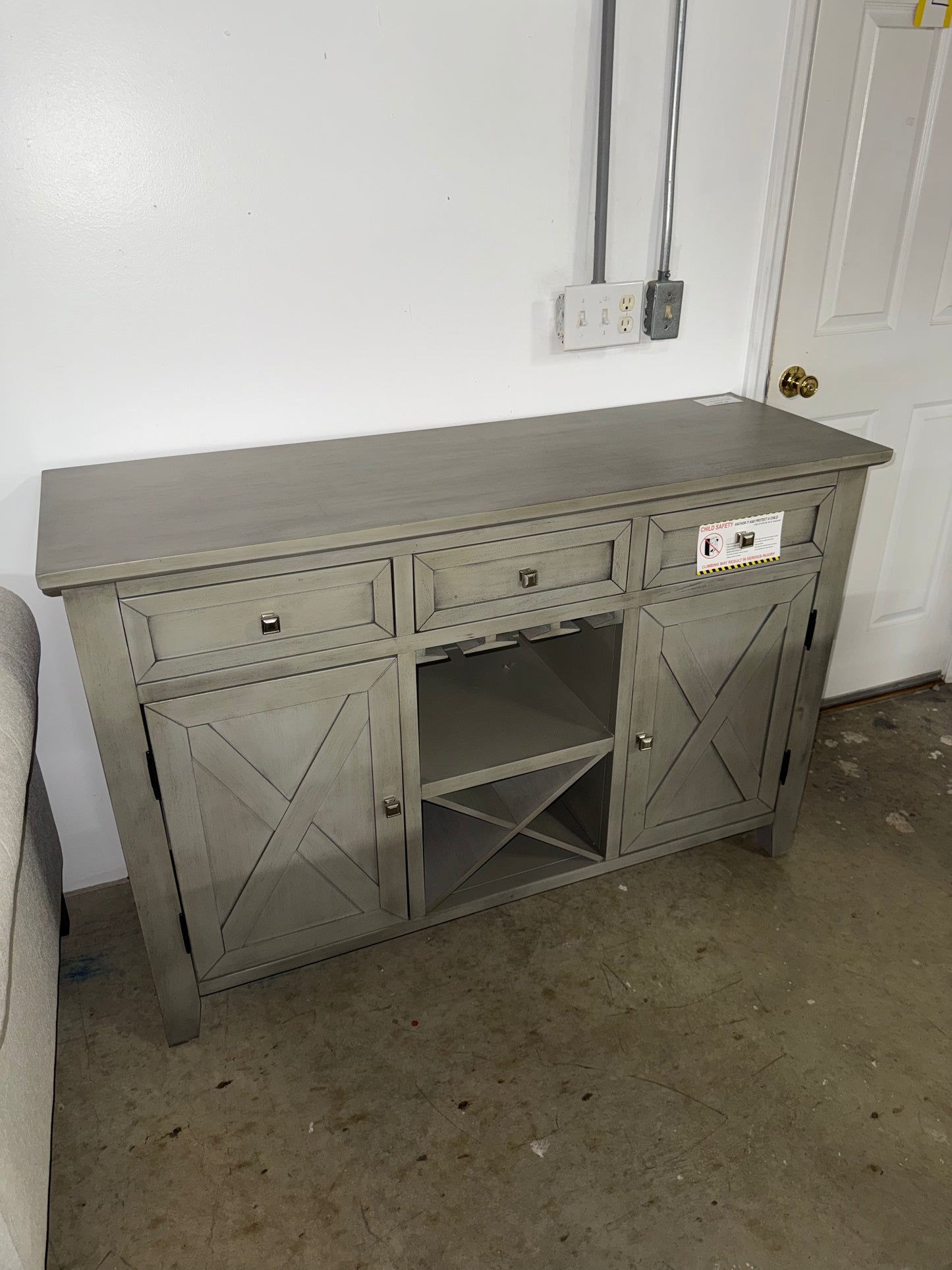 Farmhouse Gray Wine & Bar Cabinet