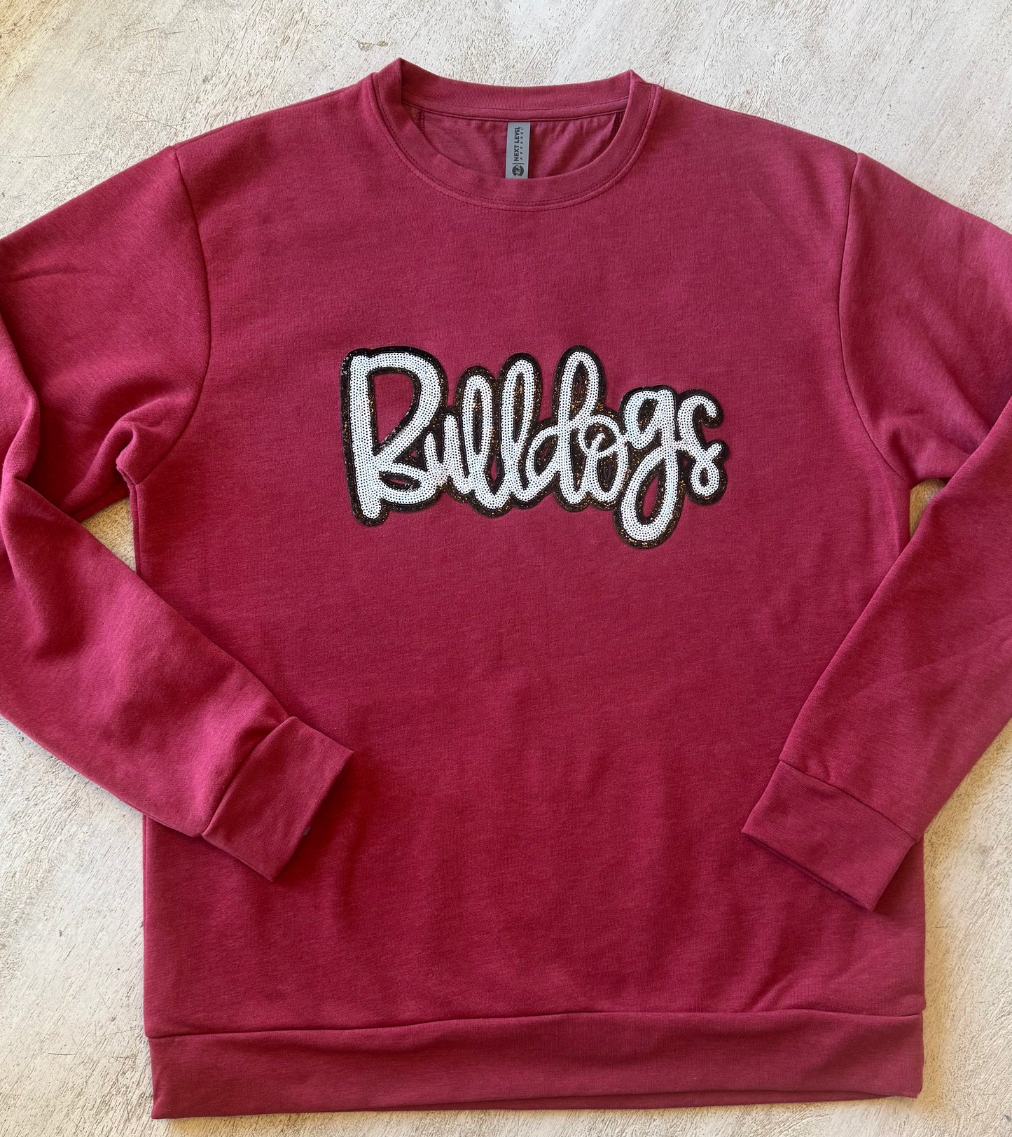 Bulldogs Script Sequin Patch Sweatshirt