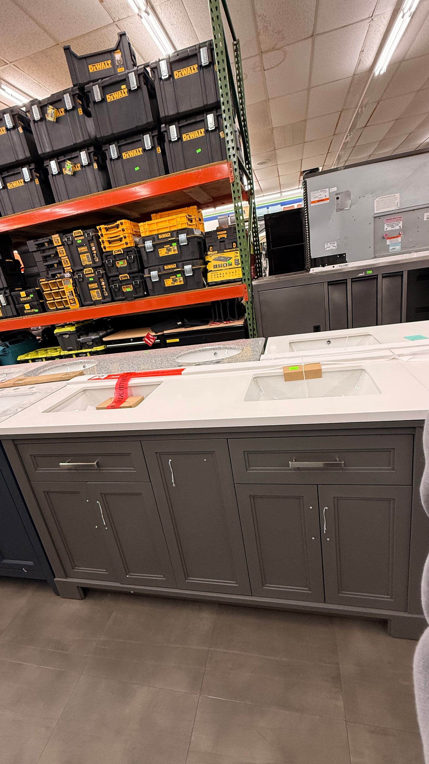 His & Hers Dark Gray Vanity with Cabinet Storage *Pick Up Only*