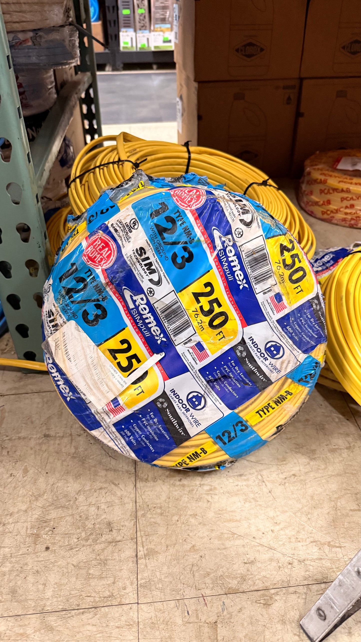 250 ft. 12/3 Solid Romex SIMpull CU NM-B W/G Wire *Pick up only*