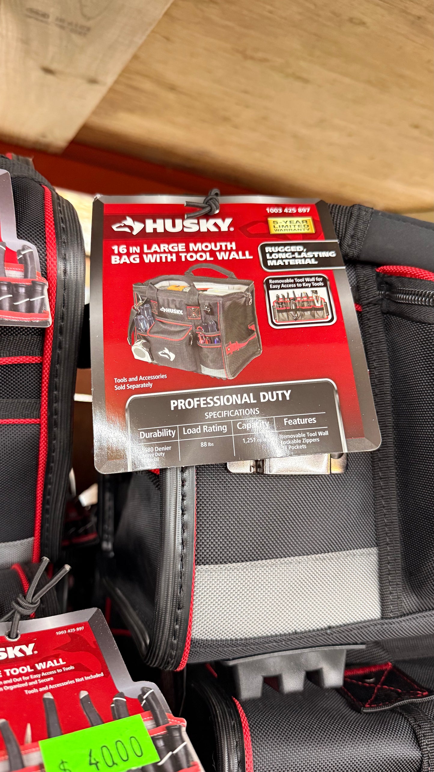 Husky 16 in. Large Mouth Tool Bag with Tool Wall