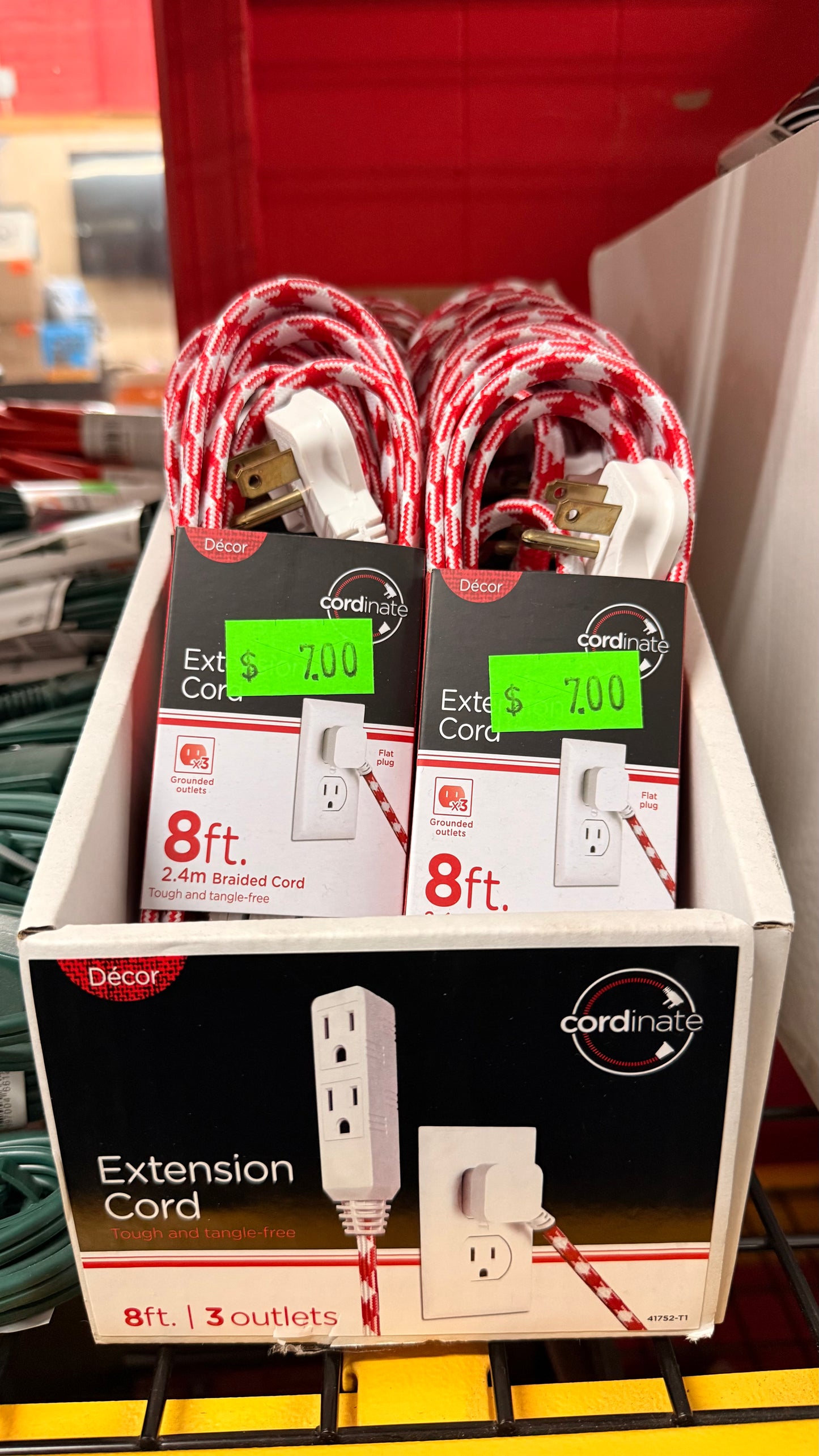Décor 8ft Extension Cord 2.4m Braided Cord 3 Outlets