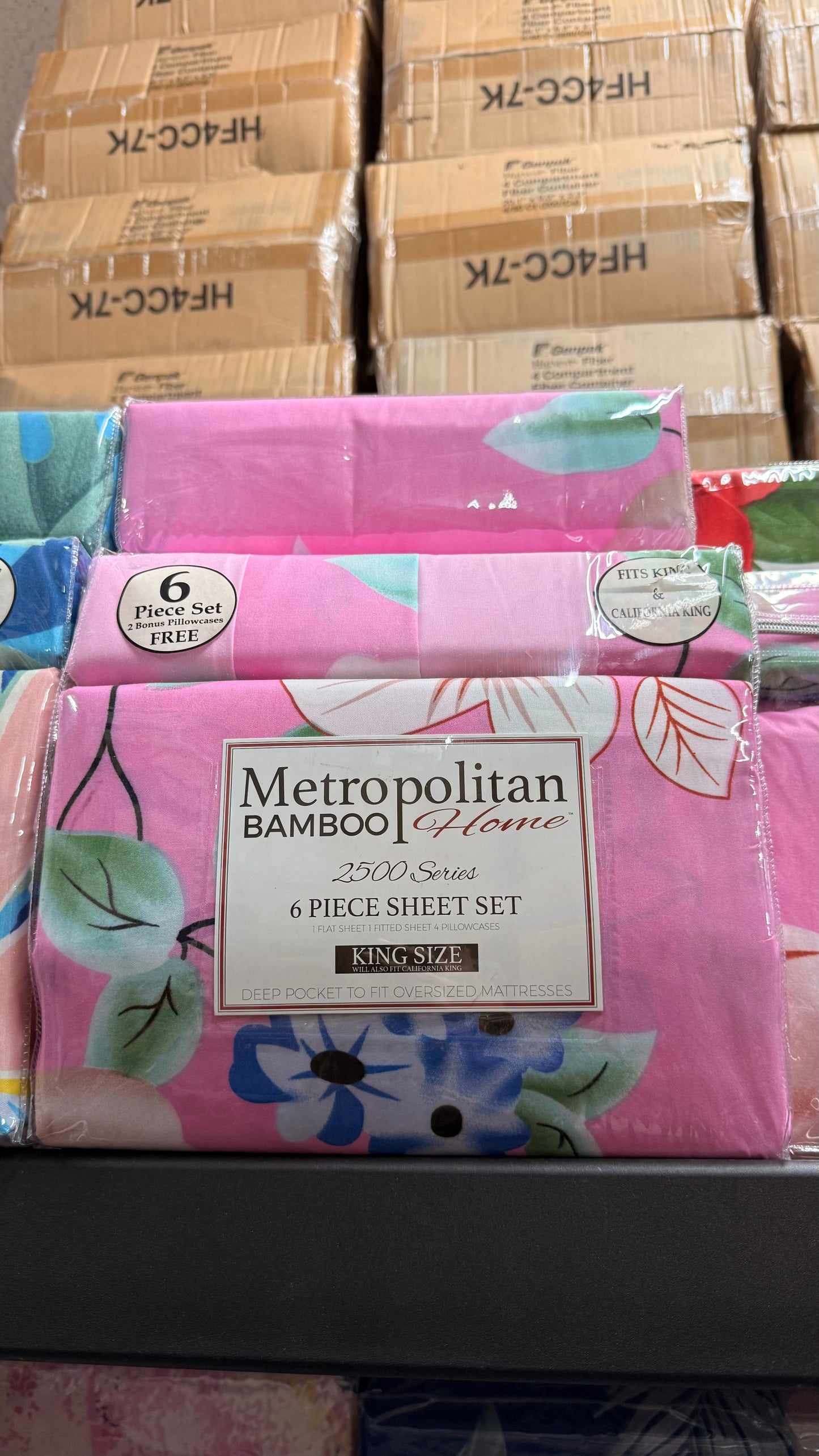 Metropolitan Bamboo 6 Piece King Size Sheet Set (Pink Floral)