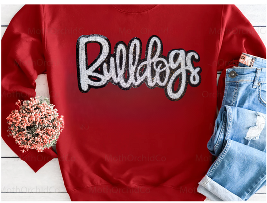 Bulldogs Script Sequin Patch Sweatshirt