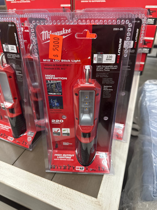 M12 12-Volt Lithium-Ion Cordless 220-Lumen LED Stick Light (Tool-Only)