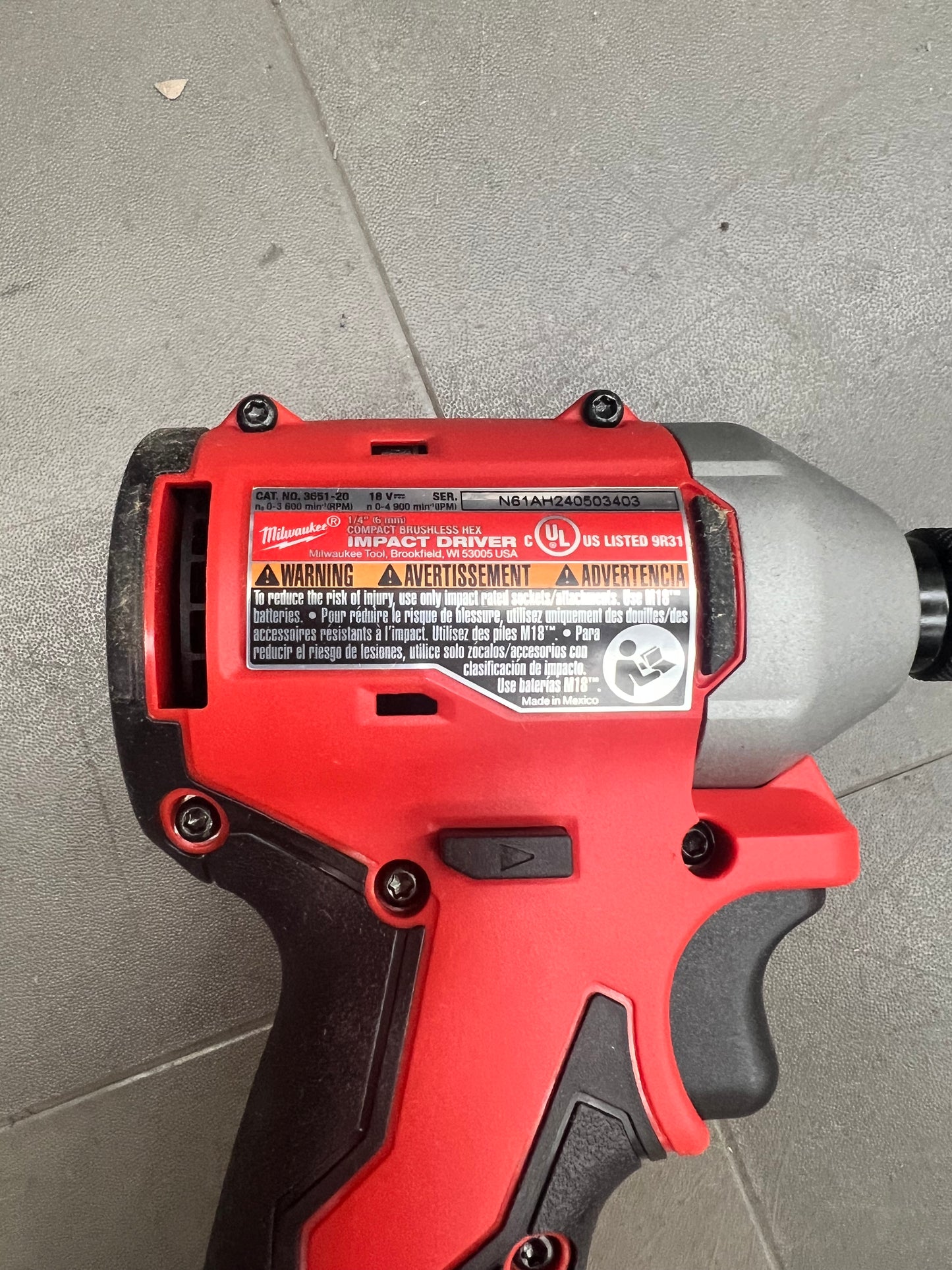 Milwaukee 1/4” Compact Brushless Hex Impact Driver - 3651-20 (New)