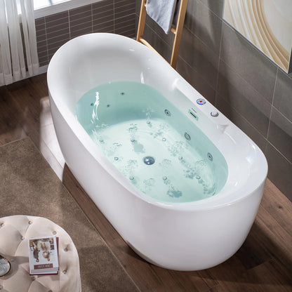 WoodBridge 72" Whirlpool Water Jetted & Air Bubble Freestanding Heated Soaking Bathtub *pick up only*