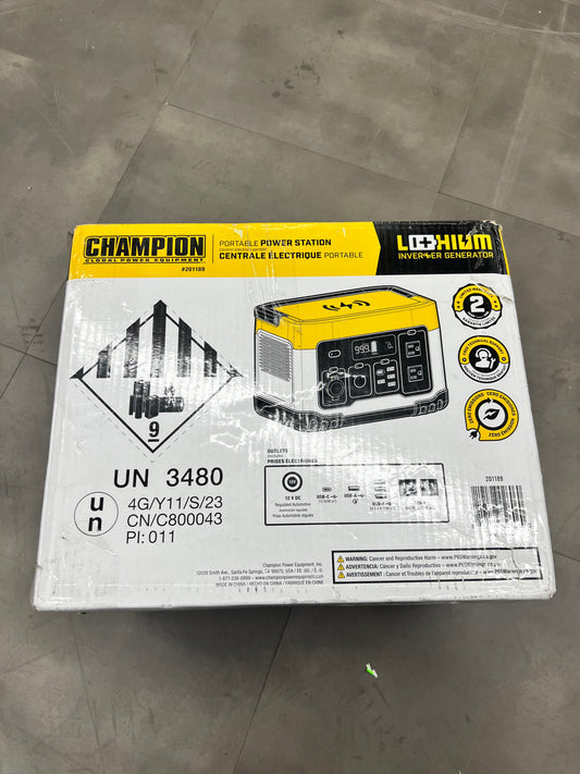 Champion 579 WH Portable Power Station - 1200/600 Watt Lithium Inverter Generator - 201189 (New)