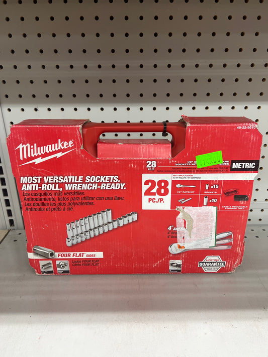 Milwaukee 1/2" Drive Metric Ratchet and Socket Mechanics Set - 28 Piece