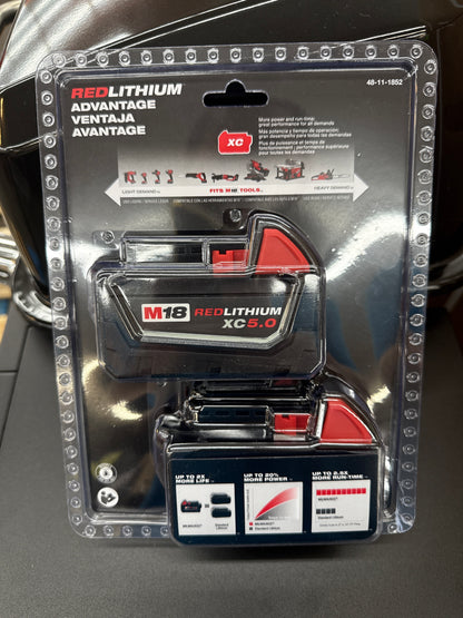 M18 18-Volt Lithium-Ion XC Extended Capacity 5.0 Ah Battery Pack (2-Pack)
