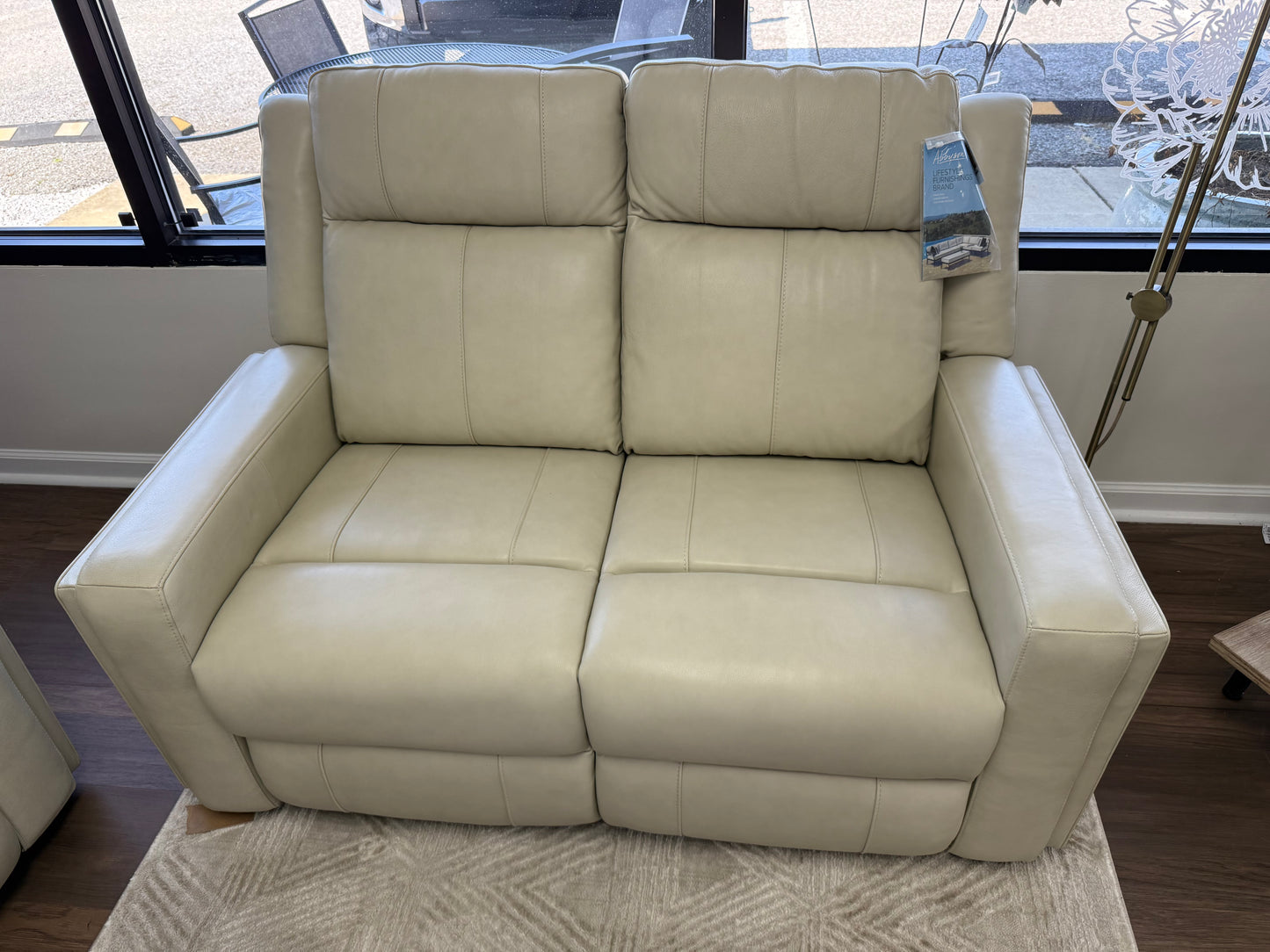 Abbyson Rhodes Leather Reclining Loveseat (Ivory) *Pick-Up Only*