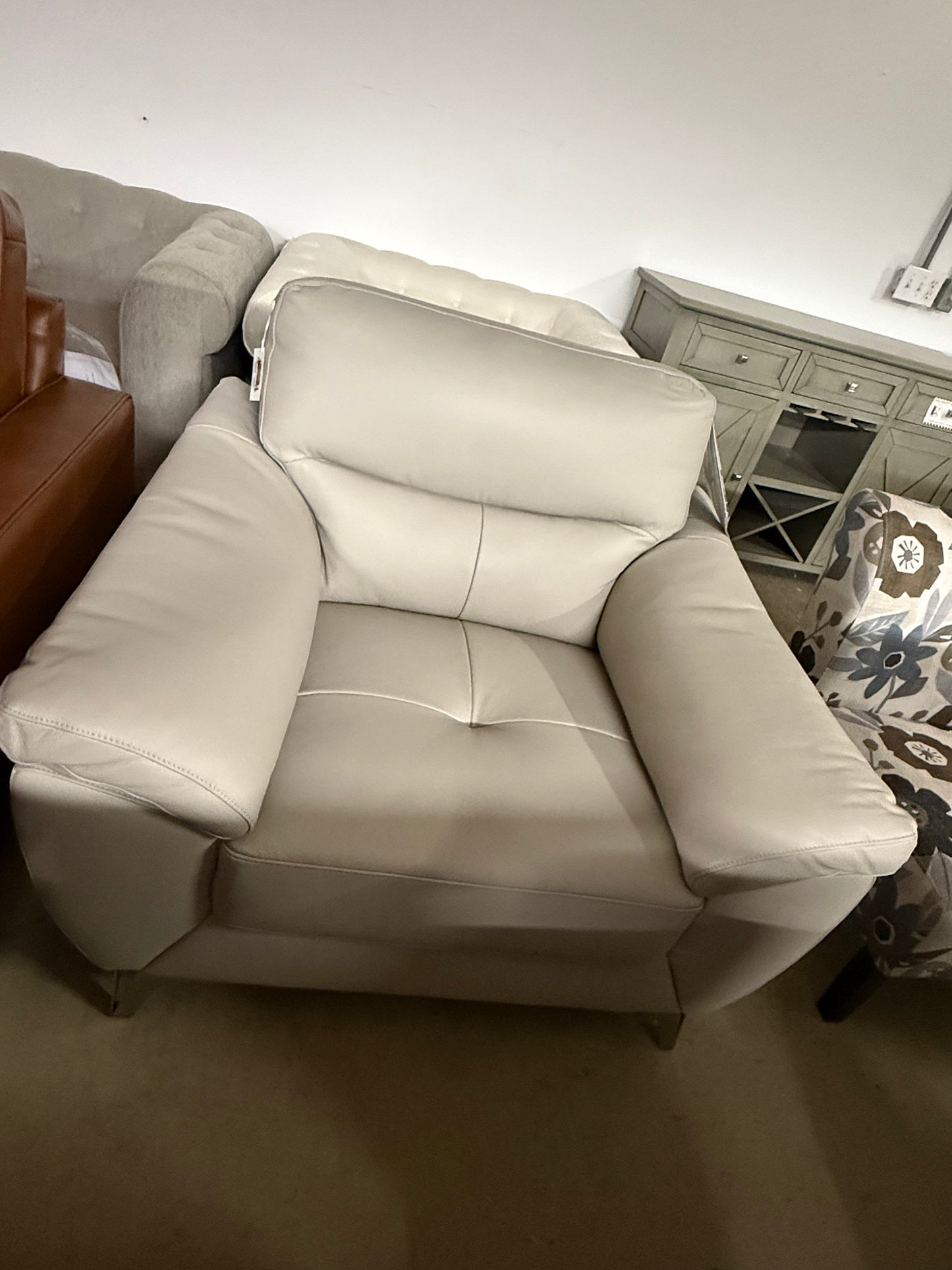 Abbyson Light Grey Leather Chair