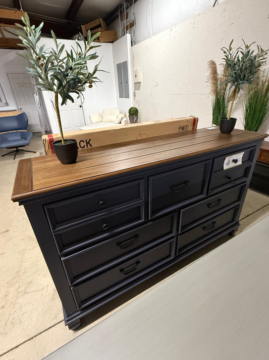 Navy Blue Dresser with Mirror