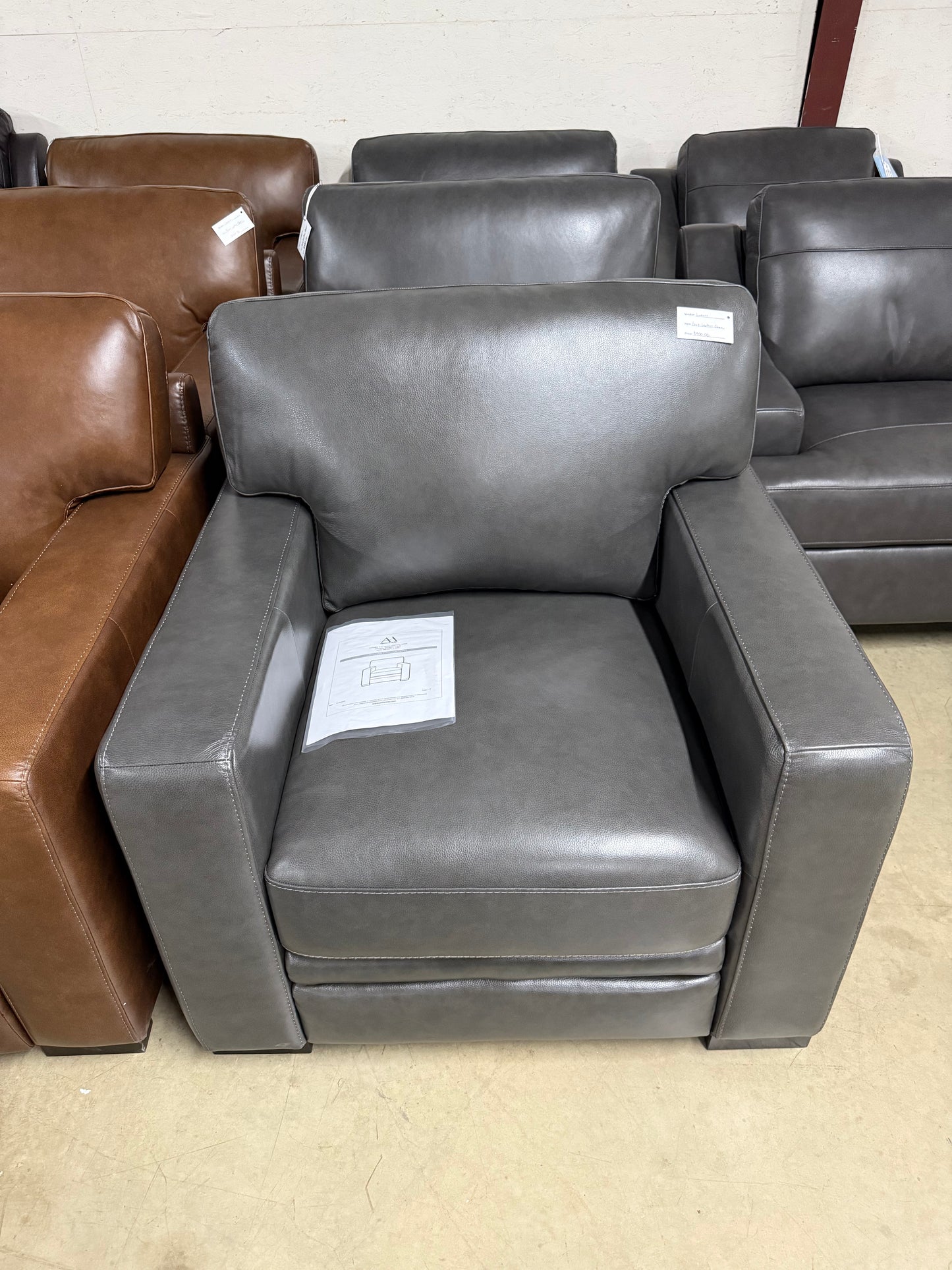 Abbyson Astoria Top Grain Grey Leather Chair