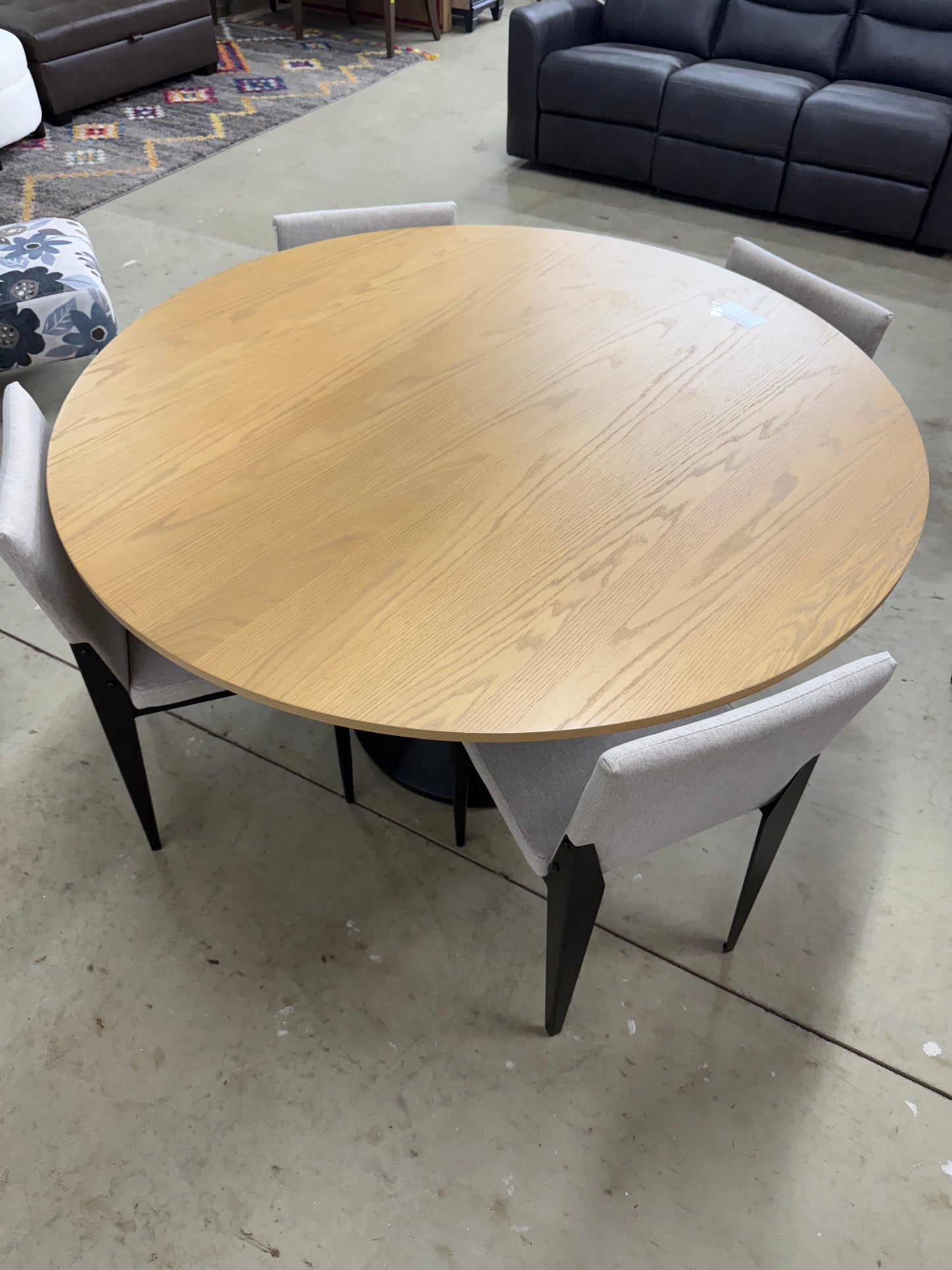 Five Piece Wooden Dining Set with Fabric Chairs *pick up only*