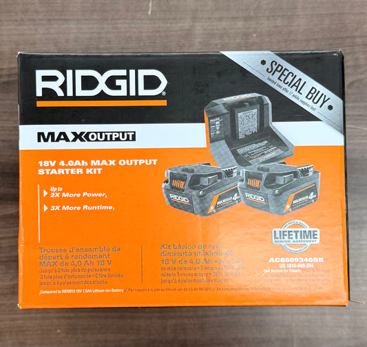 RIDGID 18V 4.0 Ah MAX Output Starter Kit