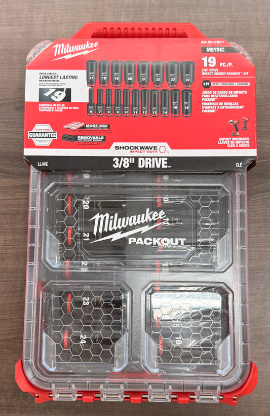Milwaukee 19 3/8" Drive Impact Socket Packout Kit