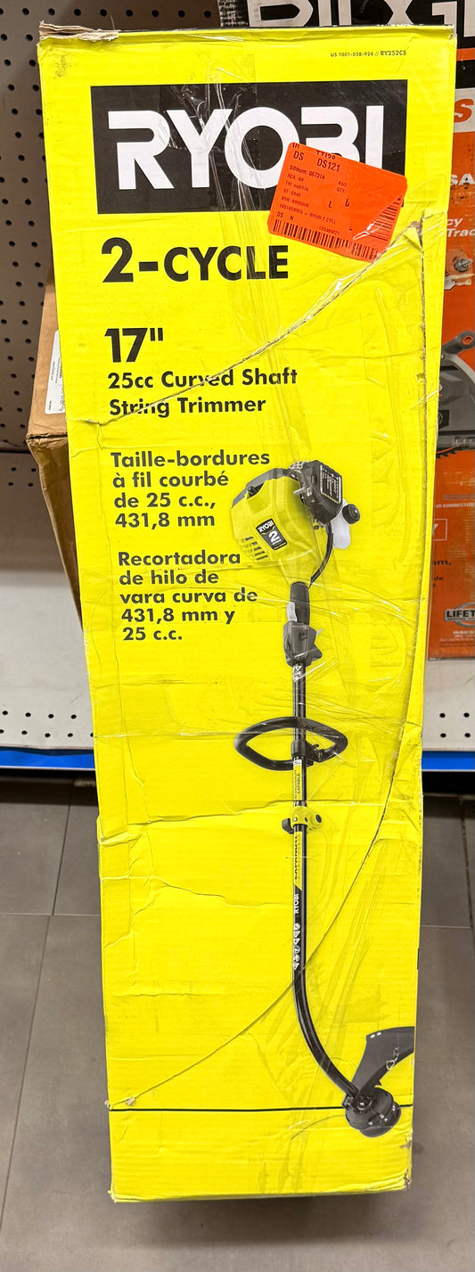 RYOBI 25 cc 2-Stroke Attachment Capable Full Crank Curved Shaft Gas String Trimmer