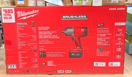 M12/M18 12/18V Lithium-Ion Cordless 3/8" Ratchet and 1/2" High Torque Impact Wrench with Friction Ring Combo Kit