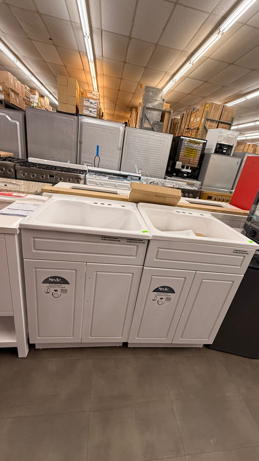 Style Selections Utility Sink, Storage Cabinet, Faucet and Sprayer *Pick Up Only*